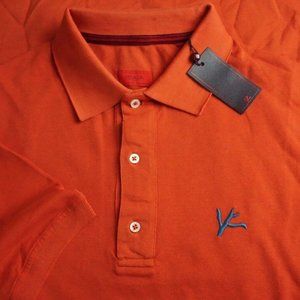 Isaia Napoli Maglia Jersey Orange Short Sleeve Cotton Polo Shirt Sz XL BRAND NEW